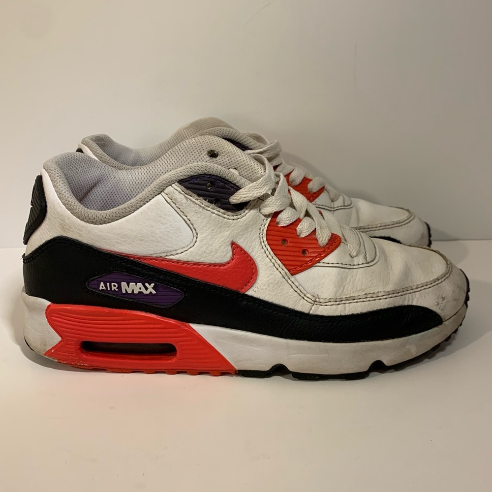 👟 NIKE AIR MAX 90 LTR WHITE CRIMSON GS YOUTH RUNNING SHOES 👟
